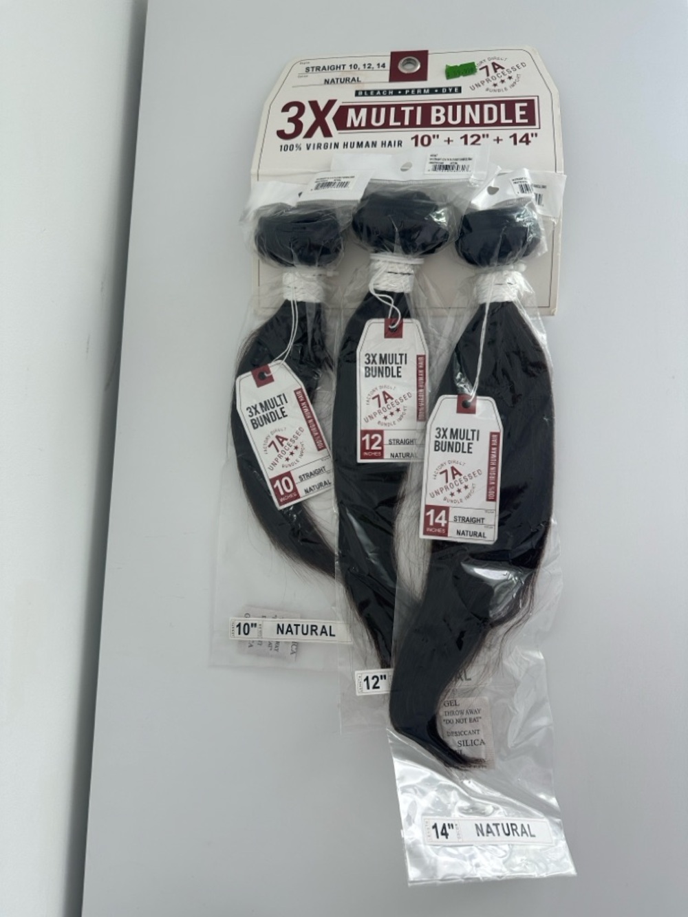 3X Multi Bundle Virgin Human Hair Extensions - Natural Black